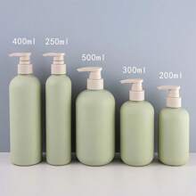 1pc Large Capacity Refillable Avocado Green Shampoo Bottle With Pump, PE Plastic Shampoo Dispenser Bottle - Green - View 10