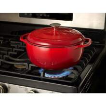 Mercer Culinary Enameled Cast Iron Round Dutch Oven, 6 Qt., Navy Blue - Red - View 6