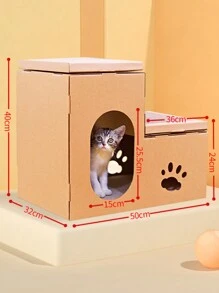 Corrugated Paper Cat Scratching Board With Cat Bed/House