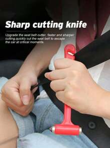 6件套汽车锤，带安全带切割器，用于砸碎车窗、挡风玻璃、紧急逃生工具、露营用品 - 彩色 - 查看 2