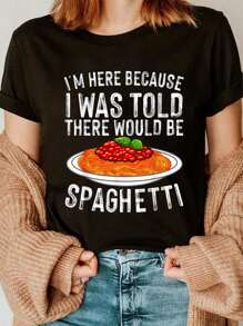 Camiseta con diseño de espagueti lindo para hombres y mujeres amantes de los espaguetis - Negro - Ver 1