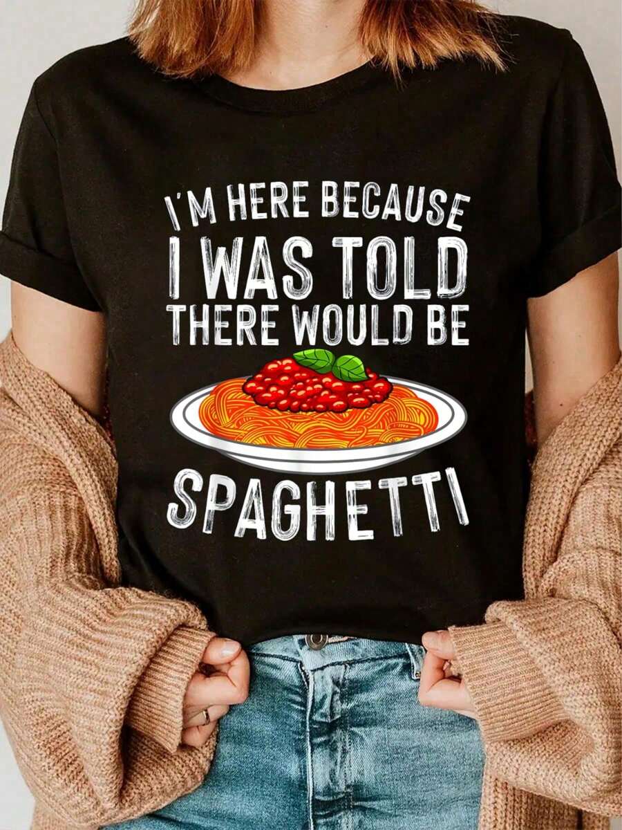 Camiseta con diseño de espagueti lindo para hombres y mujeres amantes de los espaguetis - Negro - Ver 1