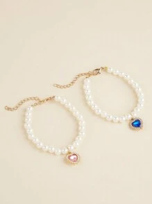 1 pieza Collar para mascotas ajustable con forma de corazón estilo princesa