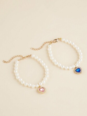 1 件可调节心形公主风格宠物项链