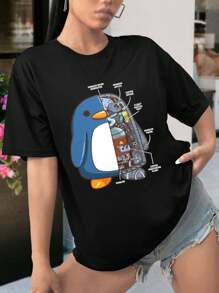 Penguin Coffee Bot Women's Women T-Women's Shirt For Coffee Lovers