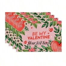 Juego personalizado de 4 individuales para el Día de San Valentín - Expresiones de amor personalizadas - Manteles individuales de 12x18 pulgadas para aniversario de boda - Decoración del hogar para cocina y comedor - Regalo perfecto para tu ser querido