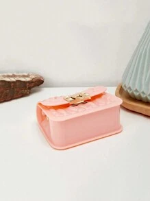 Fashionable PVC Silicone Rivet Texture Jelly Crossbody Bag - Pink - View 4