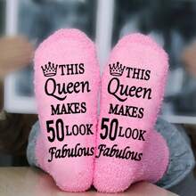 1 paire Cadeaux d'anniversaire de 40e/50e/60e pour femmes et hommes, jolies chaussettes drôles et amusantes. Chaussettes douces et confortables pour hommes et femmes, antidérapantes et moelleuses. Cadeaux pour épouse, mari, mère, père pour leur anniversaire