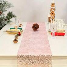 1 pezzo Lussuoso Runner da tavolo dorato, Runner da tavolo in stile rete dorata, adatto per feste, matrimoni, decorazione da tavolo