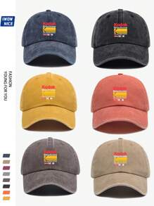 1pc Vintage Korean Style BLACK Film Print Adjustable Casual Baseball Cap, Unisex Retro Trucker Hat, Soft Peak, All Season, Suitable For Leisure, Hiking, Photography, Birthdays, Parties, Holiday & Valentine's Day Gifts