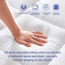 Samebed Extra Thick Mattress Topper, Quilted Fluffy Soft Mattress Pad Cover Protector With 8-21Inch Deep Pocket, Cooling Breathable Pillow Top Mattress Topper Overfilled With Down Alternative - trắng - Xem 4