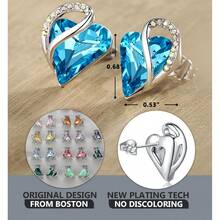 Earrings For Women, Mothers Day Gift For Mom, Heart Birthstone Crystal Stud Earring, Silver Plated Birthday Jewelry - 12b-december-healing Stone for Relaxation-indicolite  Blue - View 9