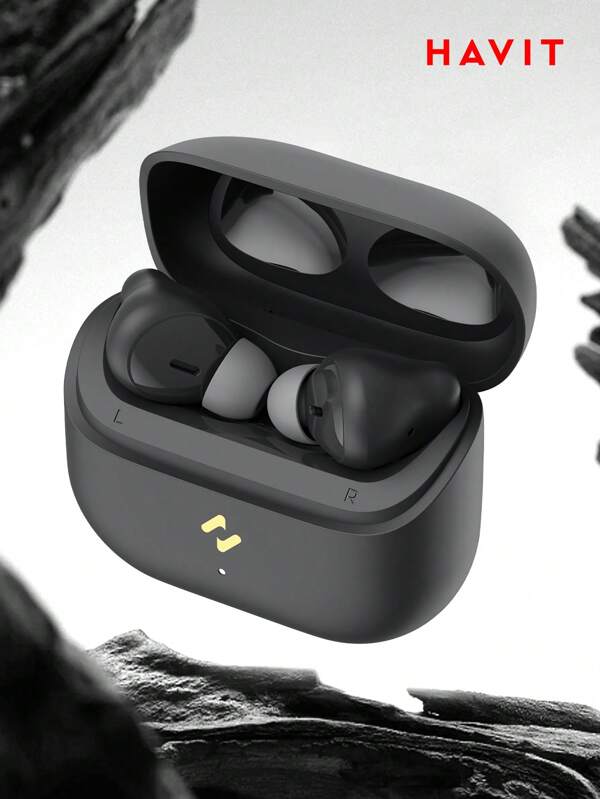 havit LIFE 01T Wireless Sports Earbuds In-Ear/Half-In-Ear Wearing Earphones ENC Noise-Proof Touch Control HiFi Stereo Headset With Mic, Compatible With IPhone/Samsung/Huawei/Xiaomi