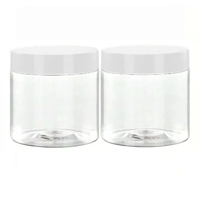 2pcs 7.1cm Diameter Plastic Storage Jars With Lids, Paint, Dried Flowers, Cream, Mask Refillable Containers, PET Transparent Trial Size Small Cosmetic Packaging Bottles