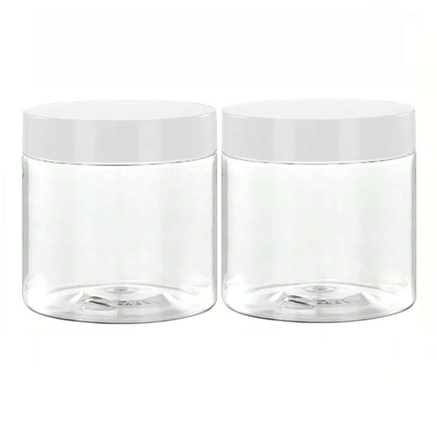 2pcs 7.1cm Diameter Plastic Storage Jars With Lids, Paint, Dried Flowers, Cream, Mask Refillable Containers, PET Transparent Trial Size Small Cosmetic Packaging Bottles