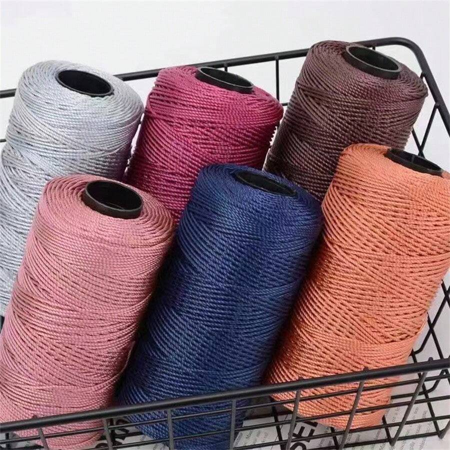 2 Pcs 1.5mm X 240 Yards Nylon Mesh Cord, 2 Pieces Set, Versatile Crafting Yarn Suitable For Knitting, Crochet, Hats, Bags, Wallets, Shoes, Plant Hangers, 100% Nylon, Multi-Color Options
