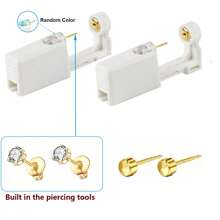 Ear Piercing Kit,Disposable Ear Piercing Gun With 5mm Crown Cubic Zirconia Stud Earrings For Women,At Home Self Ear Piercer Kit