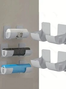 4 件/2 对粘性可调节厨房收纳架 - 无需钻孔，多功能收纳架，可存放保鲜膜、垃圾袋等 - 非常适合橱柜、冰箱和雨伞