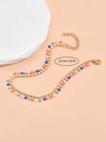 1pc Retro Boho Style Multicolor Crystal Anklet, Suitable For Women Beach Holiday Party Valentine's Day Gift,Mom,Mother,Mother's Day,Gift