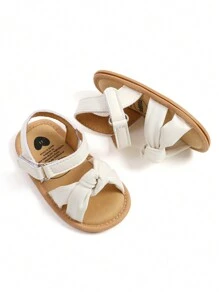 Infant Toddler Infant Girls PU Leather Soft Open Toe Summer Sandals Flower Princess Flat Shoes - White - View 5
