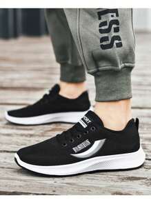 Zapatillas Deportivas Casuales Para Hombres, Calzado Blanco Versátil, Suela Suave Antideslizante Resistente Al Desgaste, Zapatos Transpirables De Malla, Llegada Nueva De 2024,Zapatillas deportivas de moda para hombre de color sólido, ligeras y transpirables de malla de tela, talón suave y cómodo para proporcionar estabilidad, diseño de suela elástica antideslizante de alta amortiguación para una mejor protección de los pies, adecuadas para caminar, deportes al aire libre, correr, hacer ejercicio, fitness, fiesta, fiesta, uso diario. - Blanco y Negro - Ver 7