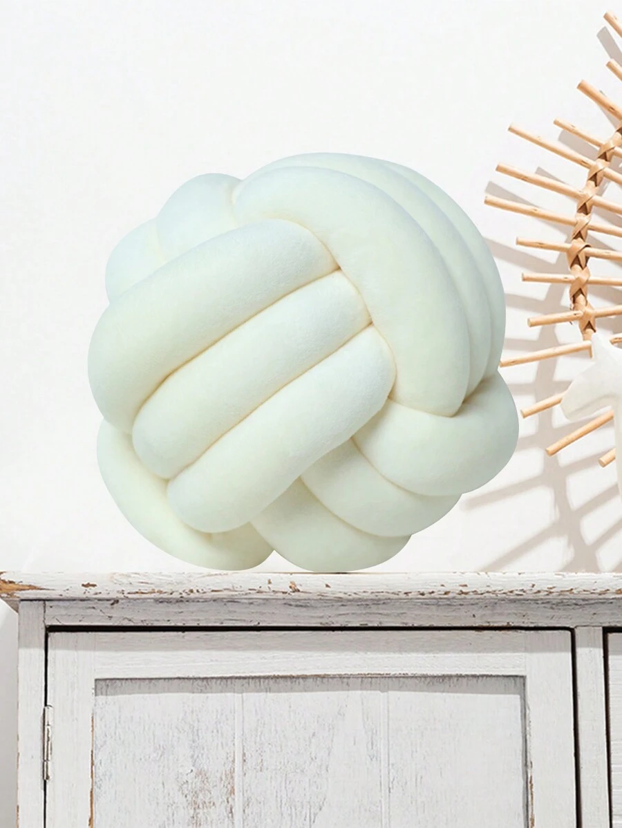 1 chiếc gối trang trí hình quả bóng thắt nút bằng vải Spandex mini, quà tặng ngày lễ tình nhân - Màu trắng sữa - Xem 1