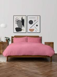 "3pcs Bedding Set, Cozy Modern Graphics, Perfect For Students And Holidays" - Baby Pink - View 1