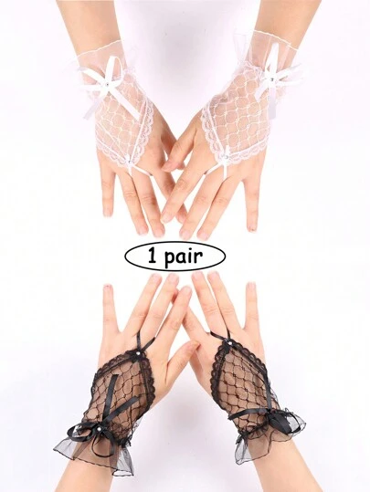 1双渔网手套，新娘婚纱配饰，性能手套