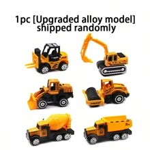 Tecforood 1/6PCS 1:64 Diecast Car Set, Including Bulldozers, Forklift, Excavator & Other Educational Indoor,Yellow And Black Color Schemeoutdoor Toy Cars, Mini Car Models For Boys And Girls 3 Years Old Birthday Gifts,Toy Simulation Car Model Engineering Vehicle Road Roller