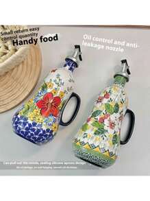 Ceramic Oil Pot Household Anti Hanging And Leak Proof Vegetable Oil Bottle Kitchen Heat-Resistant Peanut Oil Soy Sauce Olive Oil Bottle Vinegar Pot