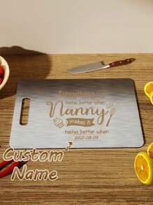 1pc Customizable Stainless Steel Cutting Board, Double-Sided, Easy To Clean, Chopping Board For Meat, Vegetables, Fruits - Kitchen Essential