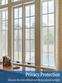 1卷窗户隐私膜，装饰性隐私窗膜遮阳，磨砂玻璃窗膜，非粘性隐私贴膜，静电贴窗贴，