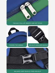 Ryggsäck för grundskolan för årskurs 1-6, 6-12-16 år, lätt ryggsäck med dubbla axelband för pojkar och flickor, rymdskeppsdesign, stor kapacitet, - Kungsblått - Visa 11