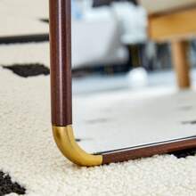 MoolSun Wavy Full-Length Mirror, Covered With Flannel Fabric,Modern Aluminum Alloy Full Body Mirror - Self-Supporting Floor/Wall Mounted Design For Living Room, Bedroom, Full Body Mirror, Floor Standing Mirror, Wall Mounted Mirror Aluminum Alloy Frame, Self-Supporting Design,Bathroom & Entryway - Sleek Space-Saving Home Décor With Warm Modern Aesthetic & Durable Frame - Màu óc chó (khung hợp kim nhôm 65 * 23,2 ") góc R hình chữ nhật - Xem 11