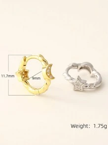 1 对 2 件时尚 S925 纯银水钻星月耳环，甜美耳环礼物，适合女性、女孩、生日、节日 - 耳環 - 查看 9