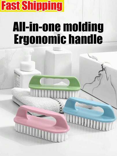 1PC Scrubbing Brush, Cleaning Brush, Soft Long Bristles, Ergonomic Handle, Plastic Clothes Brush , Floor Scrubbing Brush, Household Plastic Laundry Brush, Cleaning Brush, Stiff Bristle Multi-Purpose Basin Brush