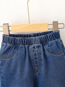 Toddler Casual Versatile Simple Street Style Denim Long Pants, Spring/Summer