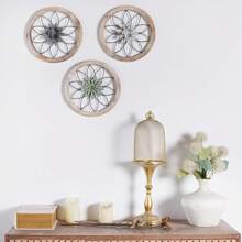 Paquete de 3 piezas de decoración de pared rústica tipo granero con 6 flores intercambiables de 12 pulgadas, hecha de madera y metal, para decorar la sala de estar, dormitorio, cocina, baño y comedor del hogar - Blanco - Ver 11