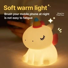 1pc Cute Dinosaur, Unicorn, Peculiar Bird LED Lamp, Soft Skin-Friendly, Silicone Material, TYPE-C Charging, 3-Level Dimming, Suitable For Bedroom, Nursery, Home Decor, Desk Decor, Lovely Gift For Friends, Boys, Girls, Infants