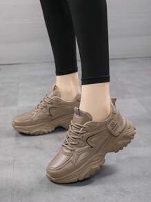 2025 女士时尚厚底休闲运动鞋，时尚运动厚底跑步运动鞋 - 棕色 - 查看 3