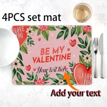 Juego personalizado de 4 individuales para el Día de San Valentín - Expresiones de amor personalizadas - Manteles individuales de 12x18 pulgadas para aniversario de boda - Decoración del hogar para cocina y comedor - Regalo perfecto para tu ser querido