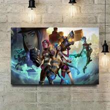 Framed Arcane Anime Poster Poster Jinx And Vi Poster Canvas Prints Battle Of The Two Cities Wall Art For Home Office Living Room Decorations