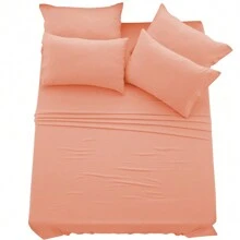 LUX DECOR 6-Piece Embroidered Bed Sheet Set – Brushed Microfiber, Deep Pocket, Lightweight & Breathable – Graduation Gifts, Home Decor, Sleep Protection For Dorms, Student Beds, Back‑To‑School Gift, Soft Bed Linens, Comfortable Sleep, Luxury Bed Set, Valentine's Day Bedroom, Spring Bedding Refresh, Guest Room Essentials, Dorm Room Bedding, Premium Bed Linens, Easy Care Sheets, Hypoallergenic Fabric, Year-Round Comfort, Master Bedroom Update, Matching Bedding Set, Hotel Quality Linens - 珊瑚粉 - 查看 8