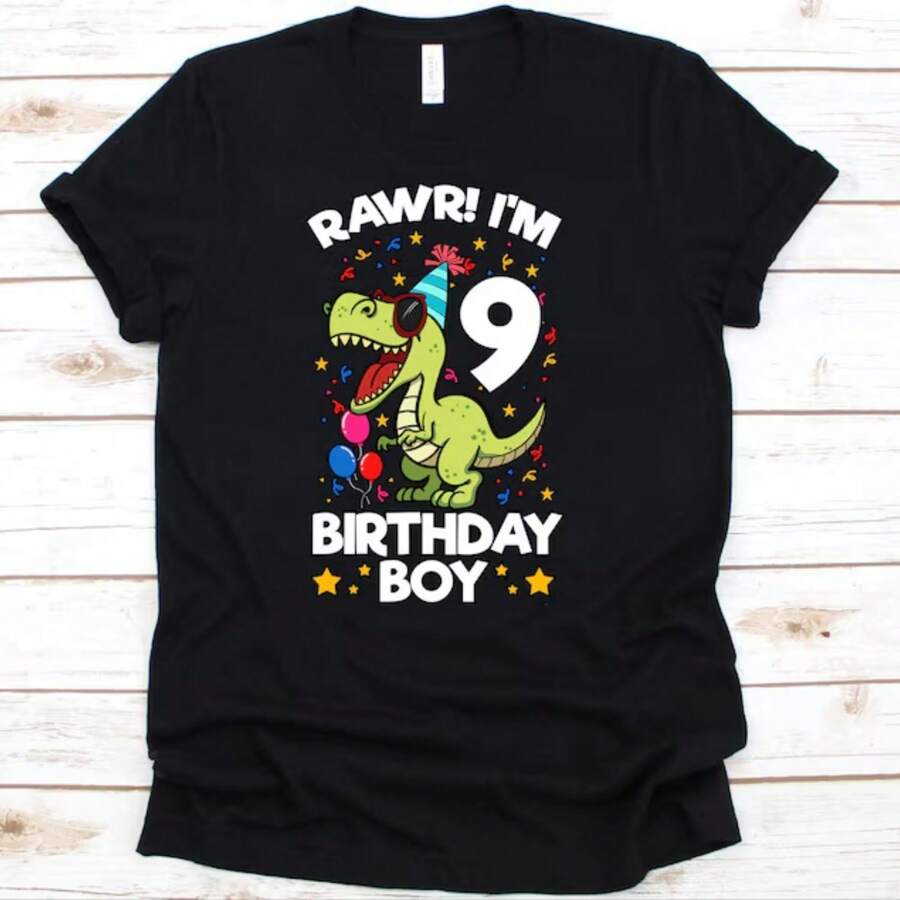 9th Birthday Shirt, 9th Birthday, Birthday Shirt, Dinosaur Shirt, Dinosaur Birthday, Dinosaur Birthday Shirt, Dinosaur Party