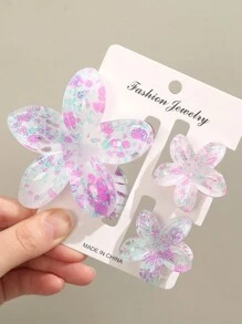 3pcs Elegant Plastic Flower Hair Clips, Spring/Summer Hair Accessories For Women,Hair Claw,Claw Clips,Hair Jaw Clip,Hair Clutch - Multicolor - View 13
