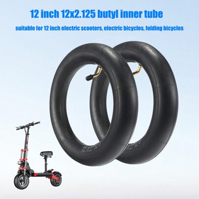Cámara de aire universal de 12 pulgadas de 12x2.125 para scooters eléctricos, bicicletas eléctricas, bicicletas plegables, con válvula acodada de 90 grados de 12 1/2 X 2 1/4 inflados