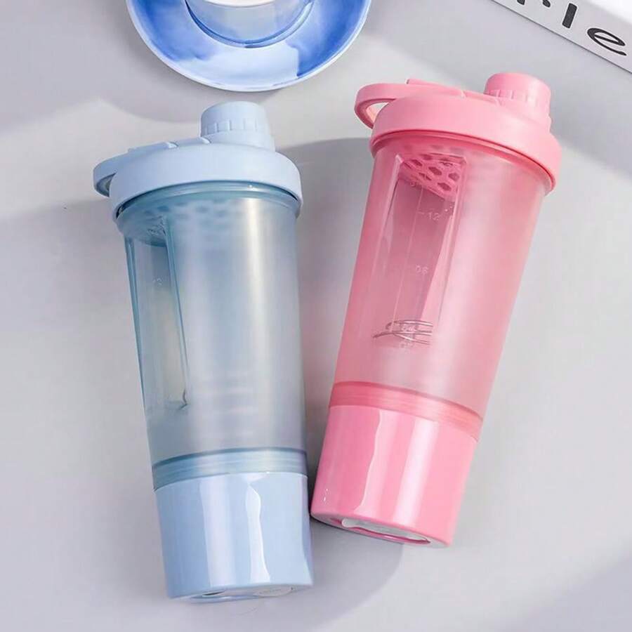 Botella agitadora para proteína de 500ml, botella agitadora, botella mezcladora de batidos de fruta con bola mezcladora, a prueba de fugas, botella deportiva portátil para fitness, botella de agua para exteriores