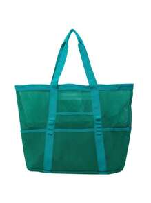 1pc Large Mesh Beach Bag - Anti-Sand Swimming Tote Bag, Extra Large Capacity, Suitable For Family Use, Foldable & Lightweight, With Zipper And Extra Pocket, Can Hold Toys And Beach Vacation Essentials - Multicolor - View 16