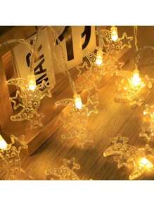 1/2/3pcs Star And Moon Light String Led Light For Indoor Outdoor Eid Mubarak Led String Lights Yard Garden Camping Decoration Home Islamic Muslim Party Decor Ramadan Eid Al Adha Gifts