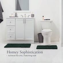 BELADOR Bathroom Rugs Sets 2 Piece- Plush Bath Mat Set Quick-Dry Soft Chenille Mat With Rubber Backing, Absorbent Rug Set, Washable Bath Rugs - Bath Mats 24x17 + 30x20 - Hunter Green - View 7